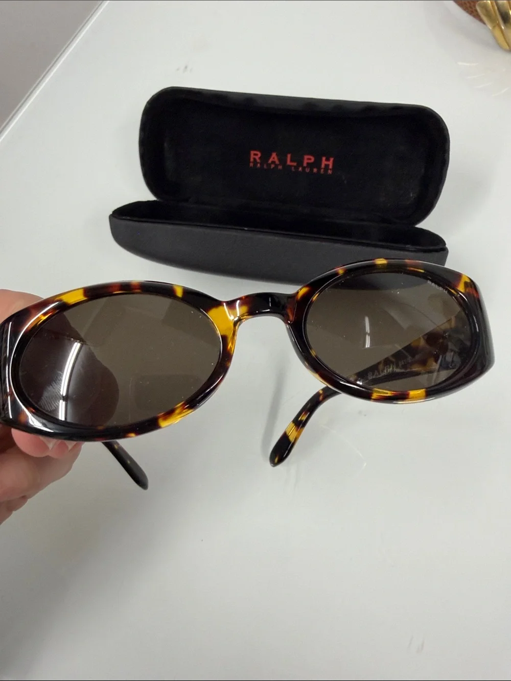 Vintage Ralph Lauren Tortoiseshell Oval Sunglasses with Brown Lenses 90's